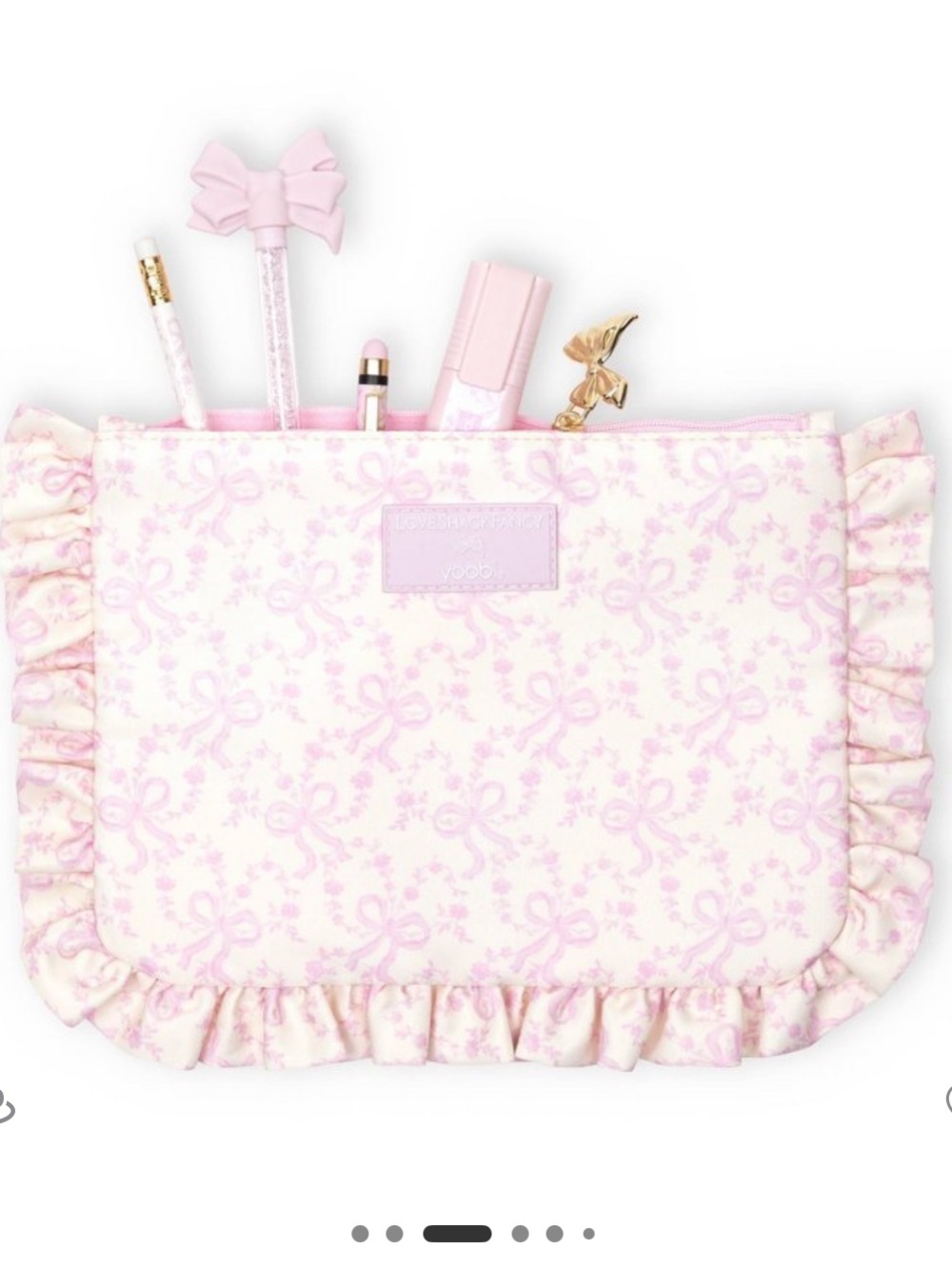 LoveShackFancy x Target Yoobi Coquette Bow Flat Zip Pencil Case with Ruffles